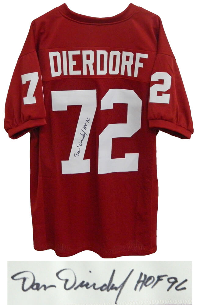 Dan Dierdorf Signed Red Throwback Custom Football Jersey w/HOF 96