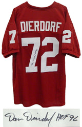 Dan Dierdorf Signed Red Throwback Custom Football Jersey w/HOF 96