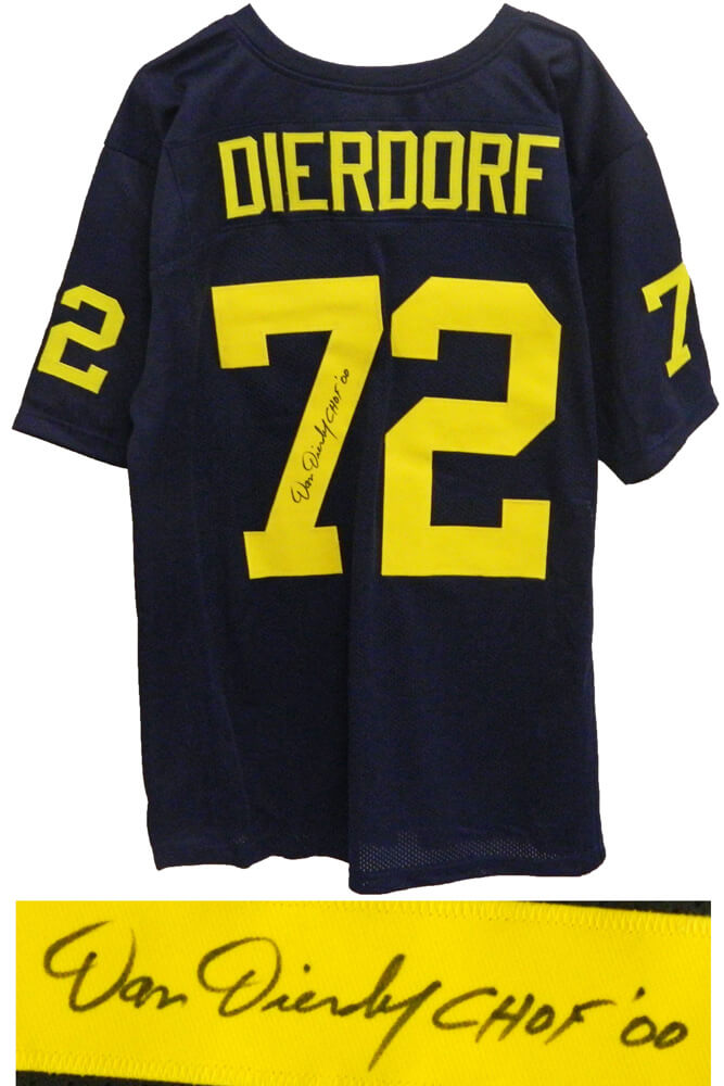 Dan Dierdorf Signed Navy Throwback Custom Football Jersey w/CHOF 00