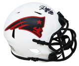 Corey Dillon Signed New England Patriots Lunar Eclipse White Matte Riddell Speed Mini Helmet