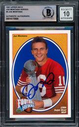 Joe Montana Autographed 1991 Upper Deck Heroes Card #3 San Francisco 49ers Auto Grade Gem Mint 10 Beckett BAS Stock #220757