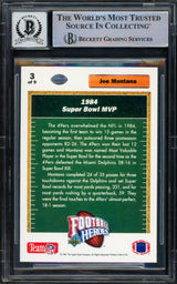 Joe Montana Autographed 1991 Upper Deck Heroes Card #3 San Francisco 49ers Auto Grade Gem Mint 10 Beckett BAS Stock #220757