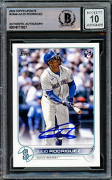 Julio Rodriguez Autographed 2022 Topps Update Rookie Card #US44 Seattle Mariners Auto Grade Gem Mint 10 Beckett BAS Stock #220793
