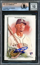 Julio Rodriguez Autographed 2022 Topps Allen & Ginter Rookie Card #221 Seattle Mariners Auto Grade Gem Mint 10 Beckett BAS Stock #220794