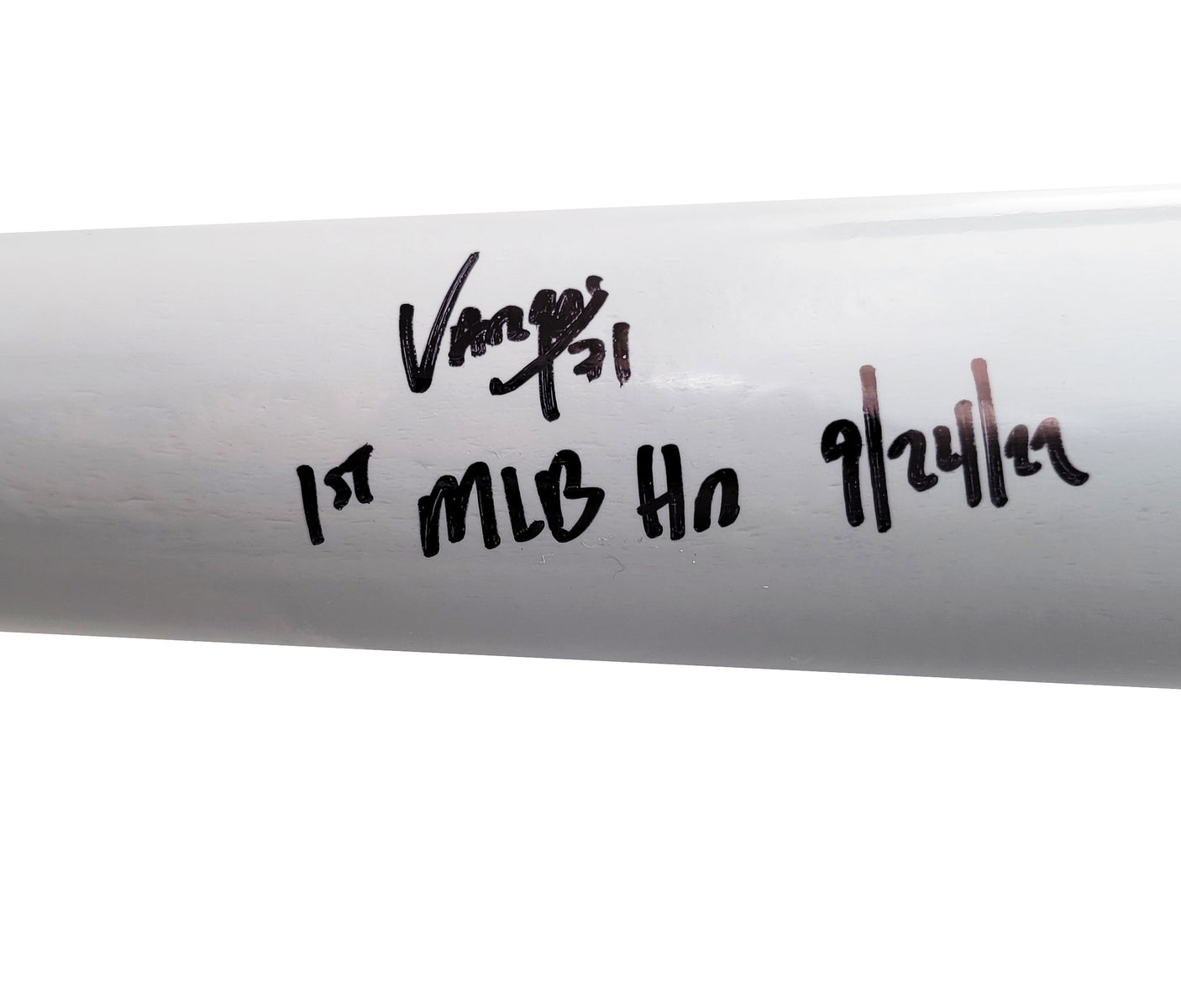 Miguel Vargas Autographed Gray Rawlings Game Model Bat Los Angeles Dodgers "1st MLB HR" Beckett BAS Witness Stock #209050