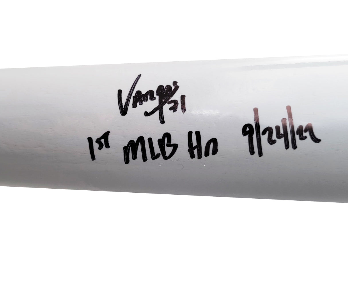Miguel Vargas Autographed Gray Rawlings Game Model Bat Los Angeles Dodgers "1st MLB HR" Beckett BAS Witness Stock #209050