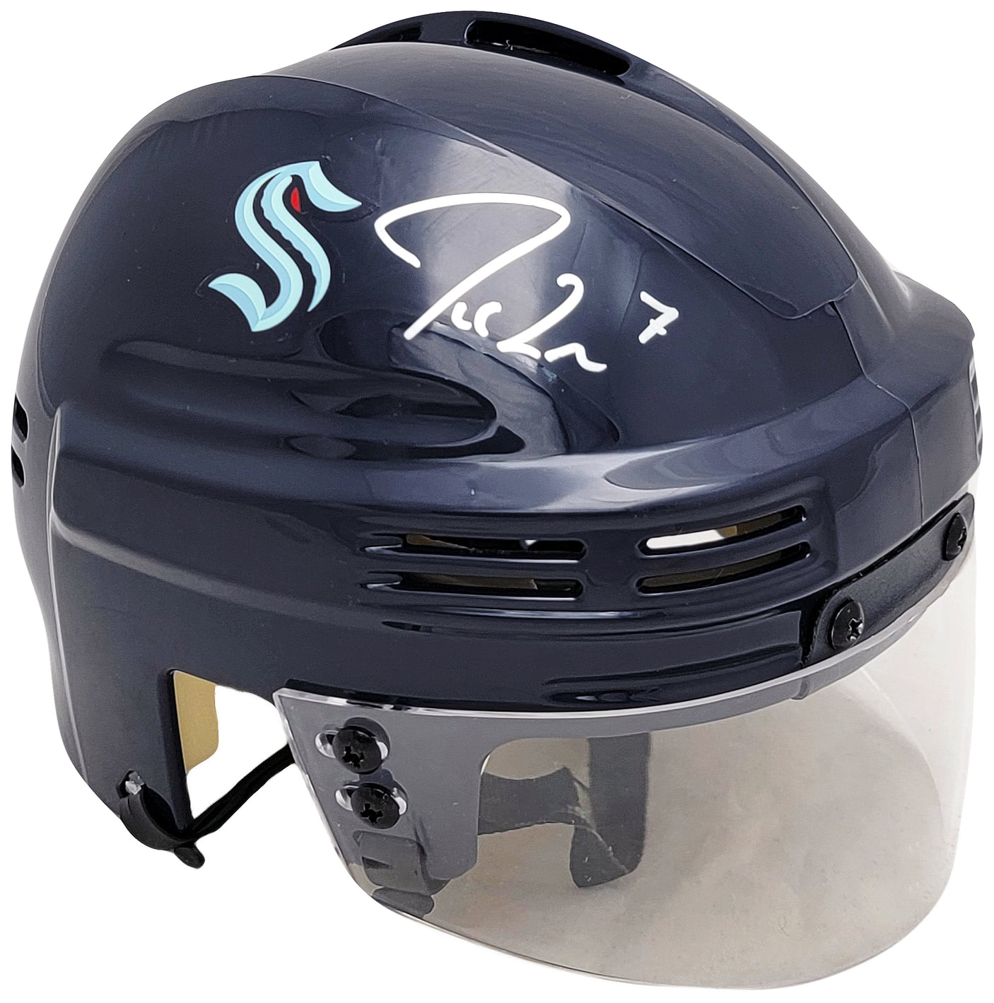Jordan Eberle Autographed Seattle Kraken Navy Mini Helmet Fanatics Holo Stock #209031
