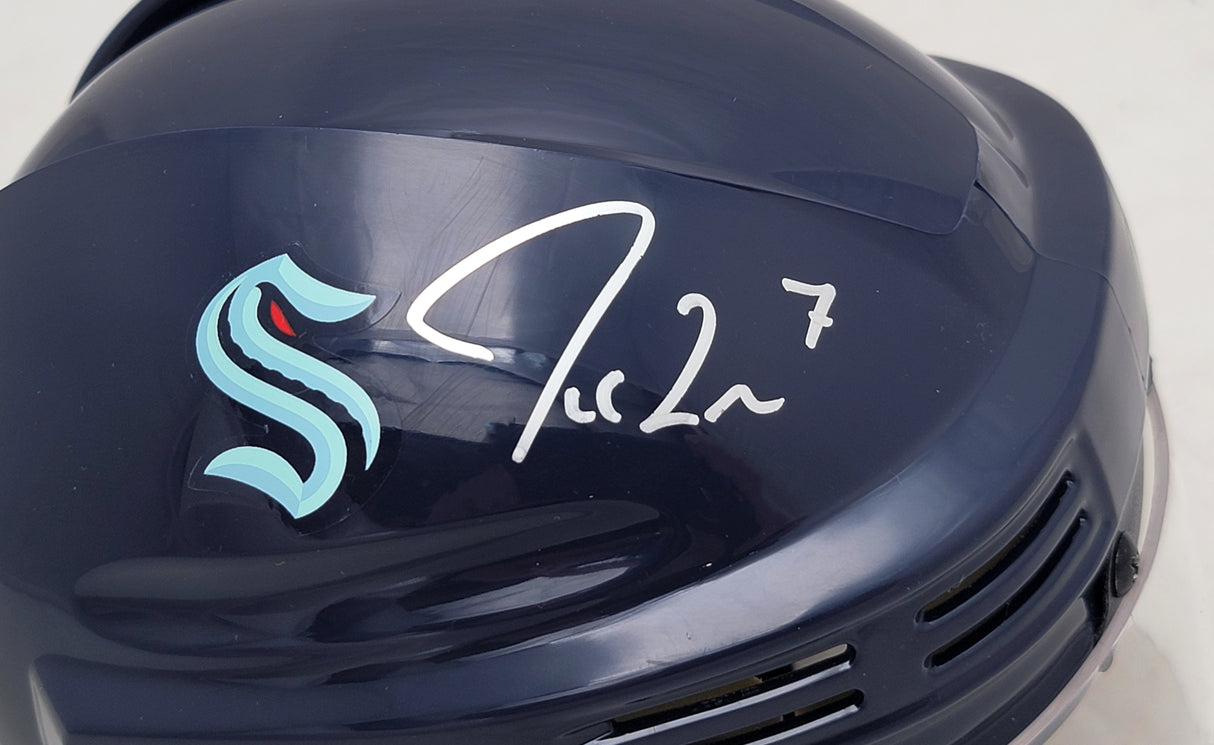 Jordan Eberle Autographed Seattle Kraken Navy Mini Helmet Fanatics Holo Stock #209031