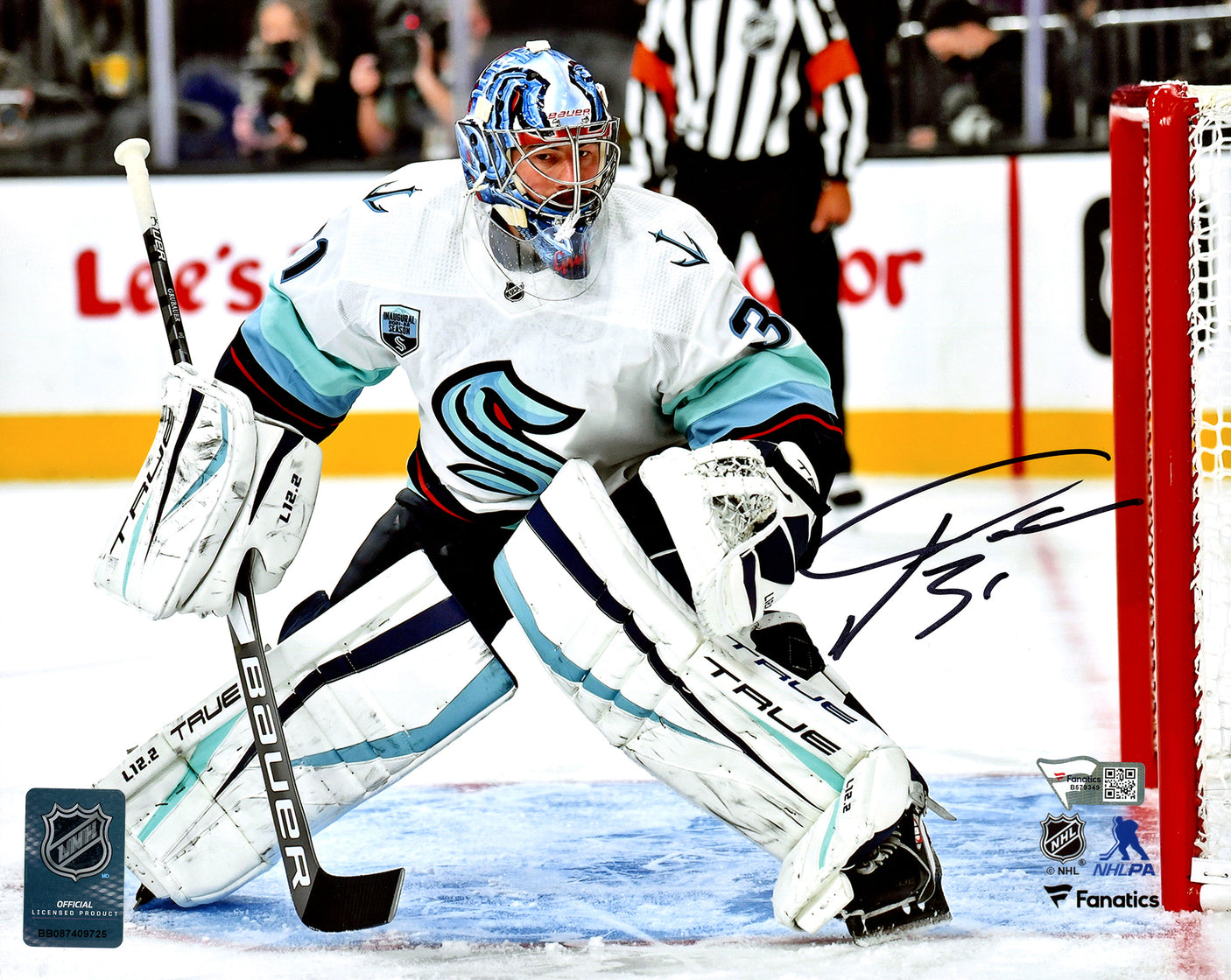 Philipp Grubauer Autographed 8X10 Photo Seattle Kraken First Game Fanatics Holo Stock #209023
