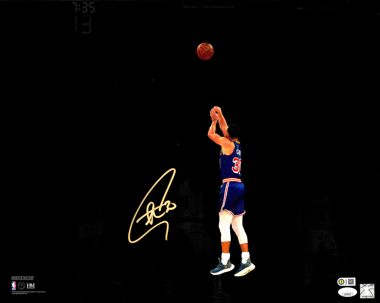Stephen Curry Autographed Framed 16x20 Photo Golden State Warriors Spotlight JSA Stock #265809