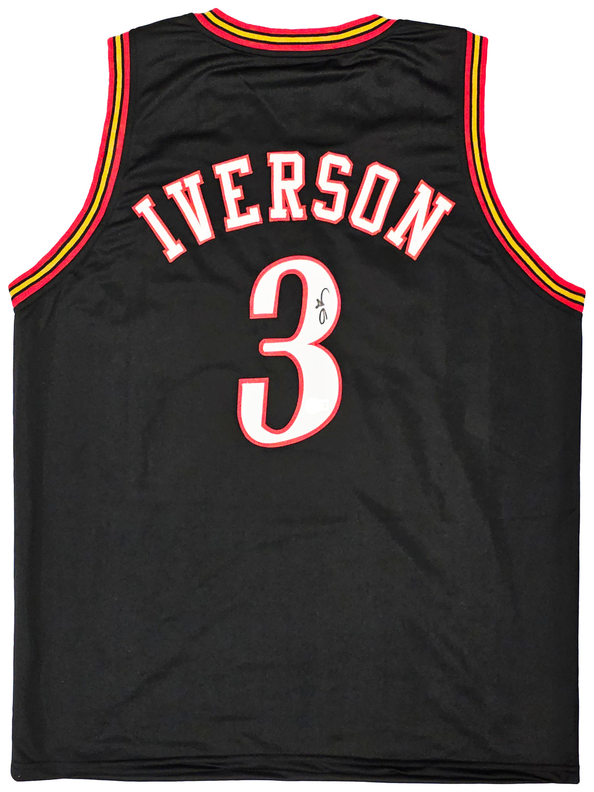 Philadelphia 76ers Allen Iverson Autographed Black Jersey Beckett BAS Witness Stock #220682