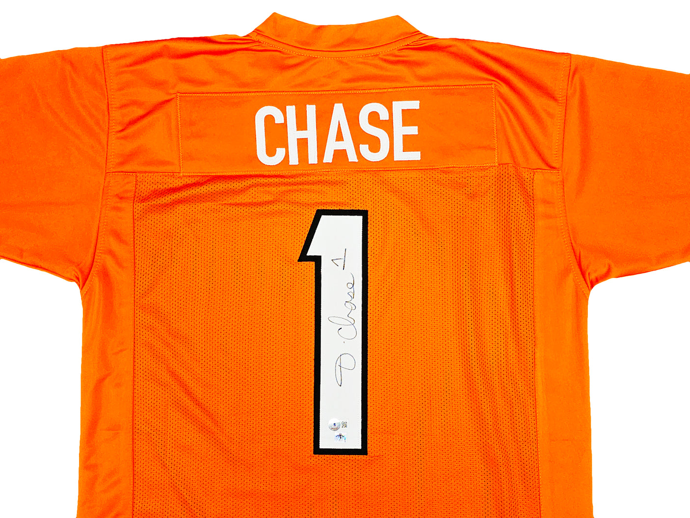 Cincinnati Bengals Ja'Marr Chase Autographed Orange Jersey Beckett BAS Witness Stock #220611