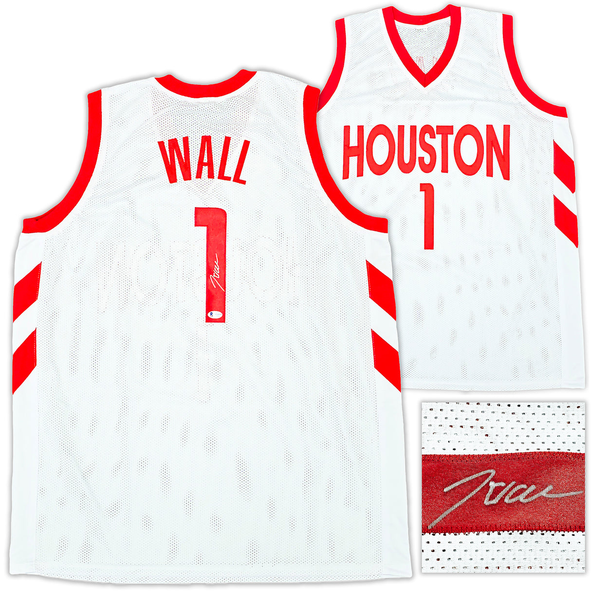 Houston Rockets John Wall Autographed White Jersey Beckett BAS Witness Stock #220615