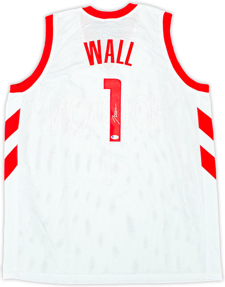 Houston Rockets John Wall Autographed White Jersey Beckett BAS Witness Stock #220615