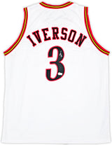 Philadelphia 76ers Allen Iverson Autographed White Jersey Beckett BAS Witness Stock #220713