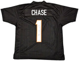Cincinnati Bengals Ja'Marr Chase Autographed Black Jersey Beckett BAS Witness Stock #220612