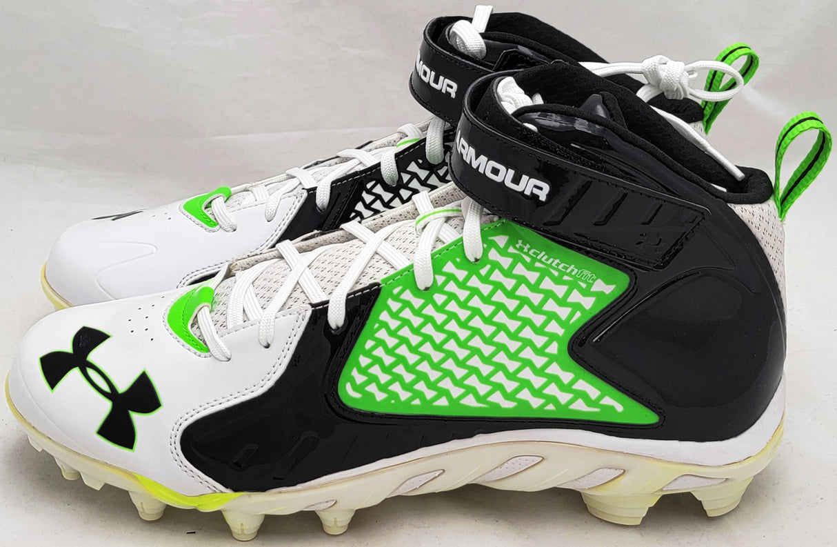 Russell Wilson Autographed White & Green Under Armor Spine Fierce Cleats Seattle Seahawks Size 12.5 RW Holo #42126