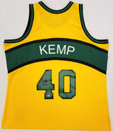 Seattle Supersonics Shawn Kemp Autographed 1994-95 Mitchell & Ness Hardwood Classics Yellow Jersey Size XXL (Signed Twice) MCS Holo #93506