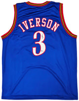 Philadelphia 76ers Allen Iverson Autographed Blue Jersey Beckett BAS Witness Stock #220714