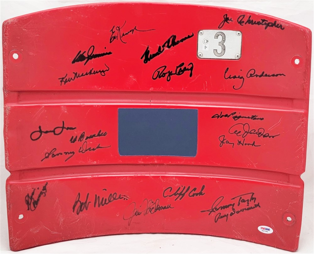 1962 New York Mets Team Autographed Red Seat Backing With 19 Signatures Including Don Zimmer & Roger Craig (Chip) MLB Holo & PSA/DNA #K47181