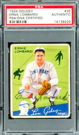 Ernie Lombardi Autographed 1934 Goudey Rookie Card #35 Cincinnati Reds PSA/DNA #14139225