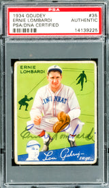 Ernie Lombardi Autographed 1934 Goudey Rookie Card #35 Cincinnati Reds PSA/DNA #14139225
