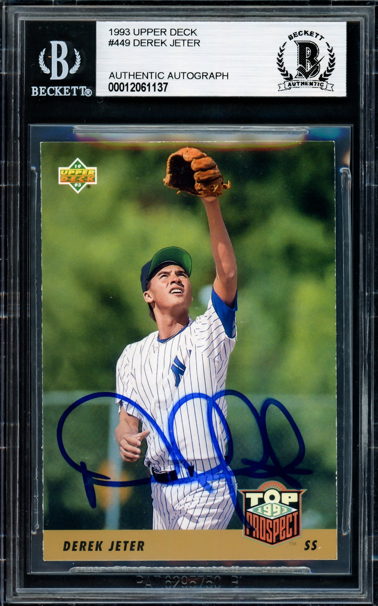 Derek Jeter Autographed 1993 Upper Deck Rookie Card #449 New York Yankees Vintage Rookie Era Signature Beckett BAS #12061137