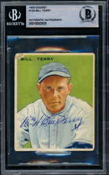 Bill Terry Autographed 1933 Goudey Rookie Card #125 New York Giants Beckett BAS #16092939