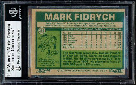 Mark "The Bird" Fidrych Autographed 1977 Topps Rookie Card #265 Detroit Tigers Beckett BAS #12226584