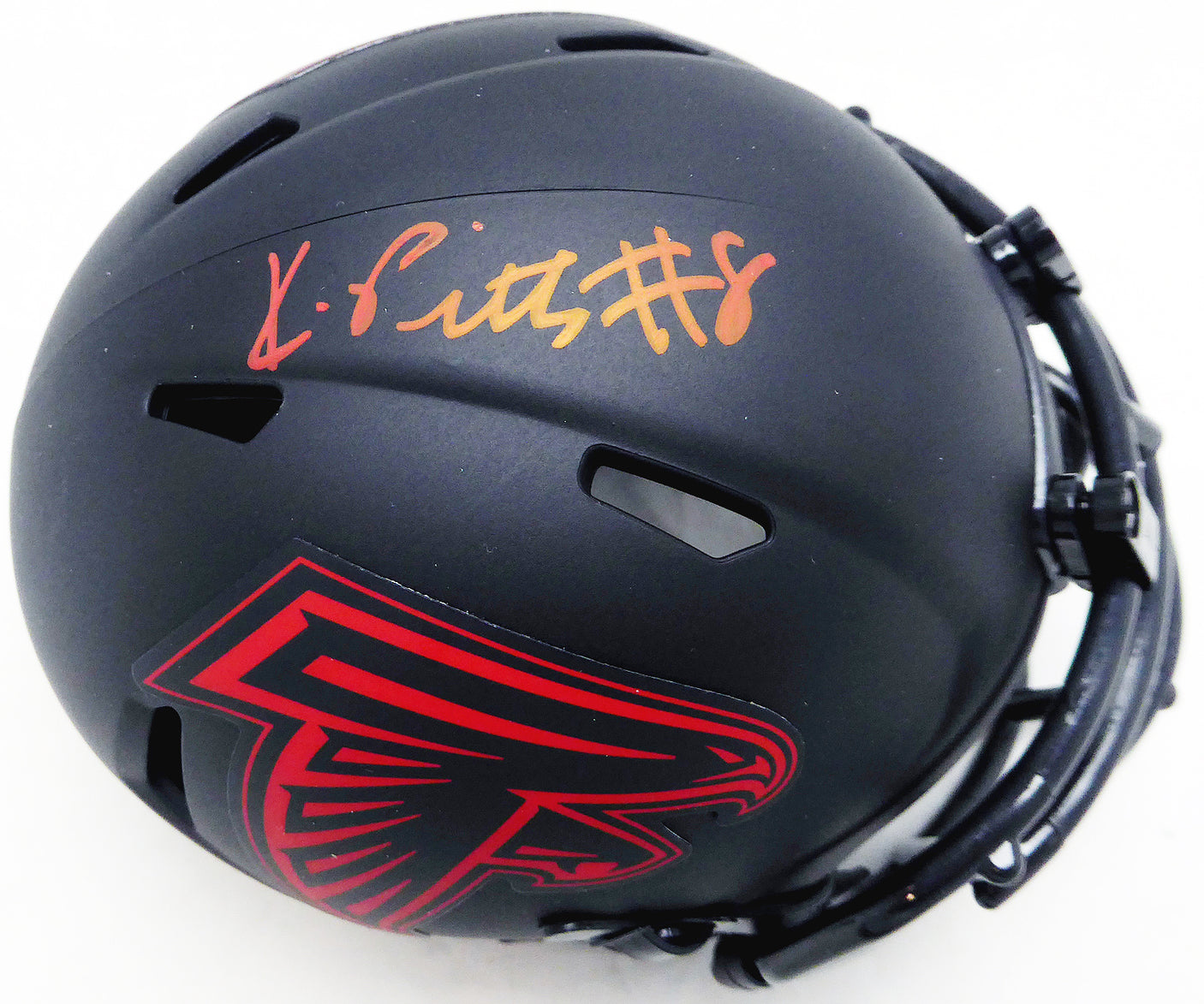 Kyle Pitts Autographed Atlanta Falcons Eclipse Black Speed Mini Helmet Beckett BAS Witness #WL88294