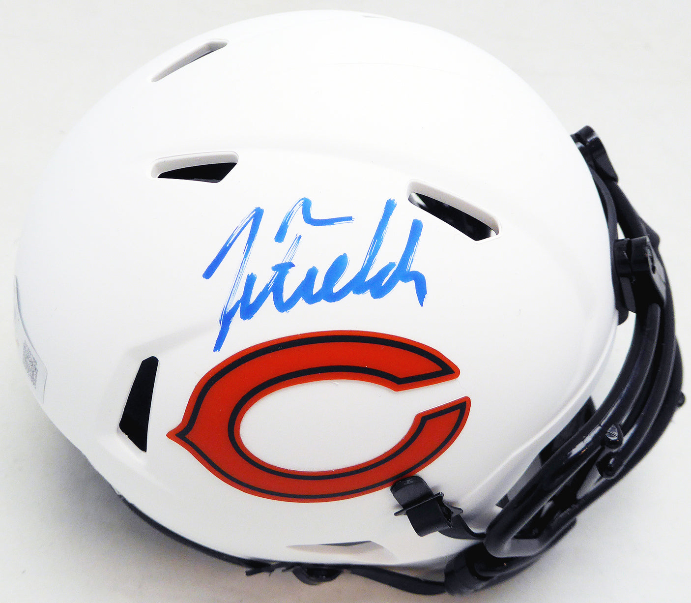 Justin Fields Autographed Chicago Bears Lunar Eclipse White Speed Mini Helmet Beckett BAS QR #BK69188