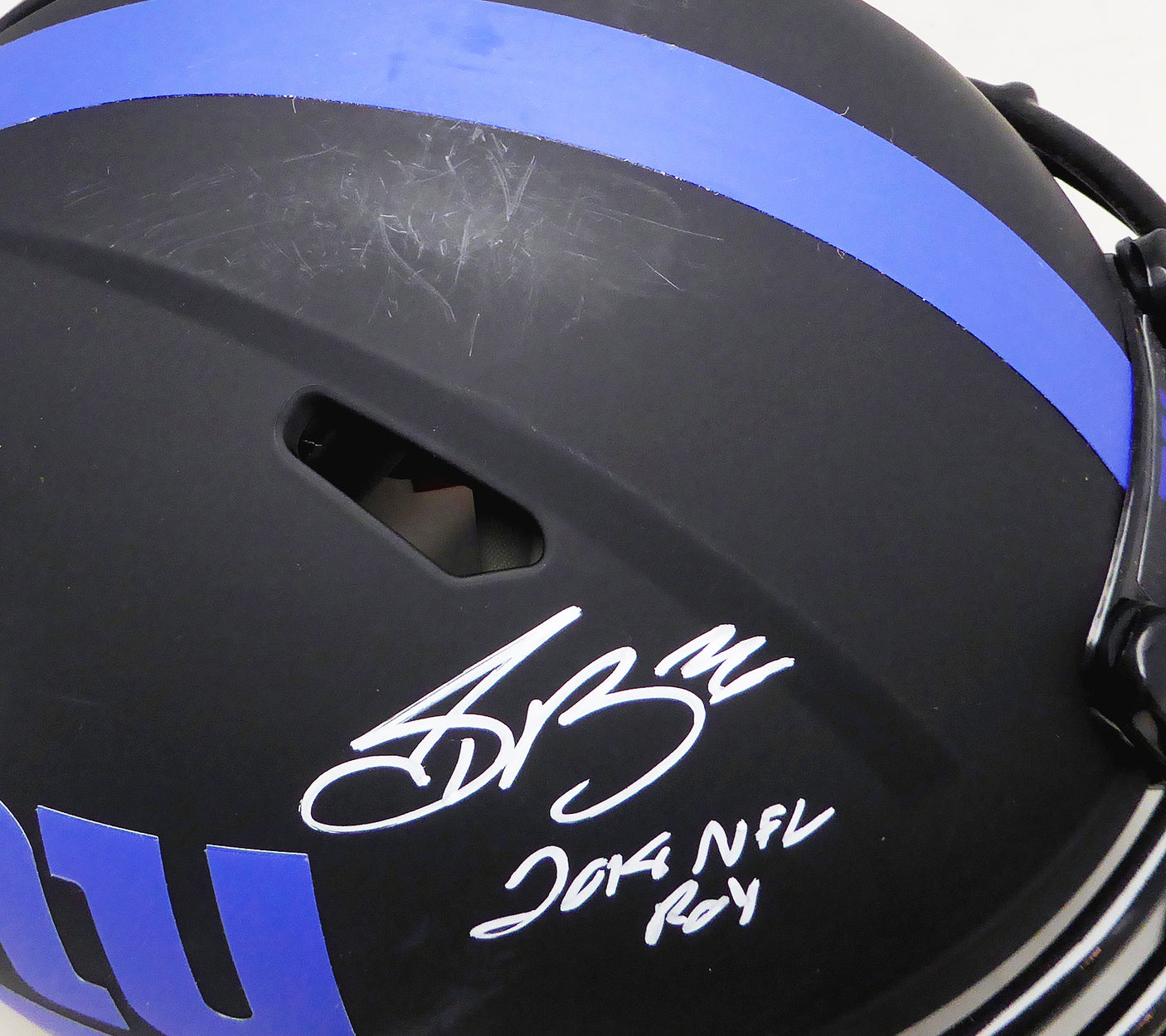 Saquon Barkley Autographed New York Giants Eclipse Black Full Size Authentic Speed Helmet "2018 NFL ROY" Beckett BAS Witness #WQ04040