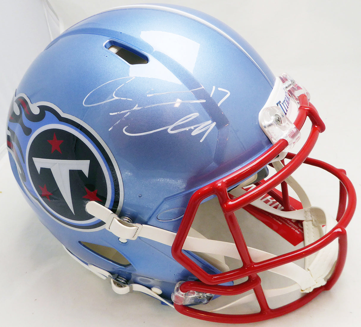 Ryan Tannehill Autographed Tennessee Titans Flash Blue Full Size Authentic Speed Helmet (Smudged) Beckett BAS Witness #WN46094