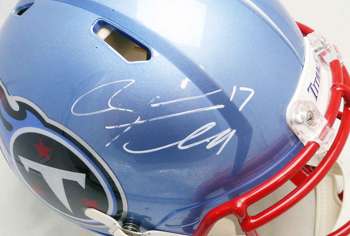Ryan Tannehill Autographed Tennessee Titans Flash Blue Full Size Authentic Speed Helmet (Smudged) Beckett BAS Witness #WN46094