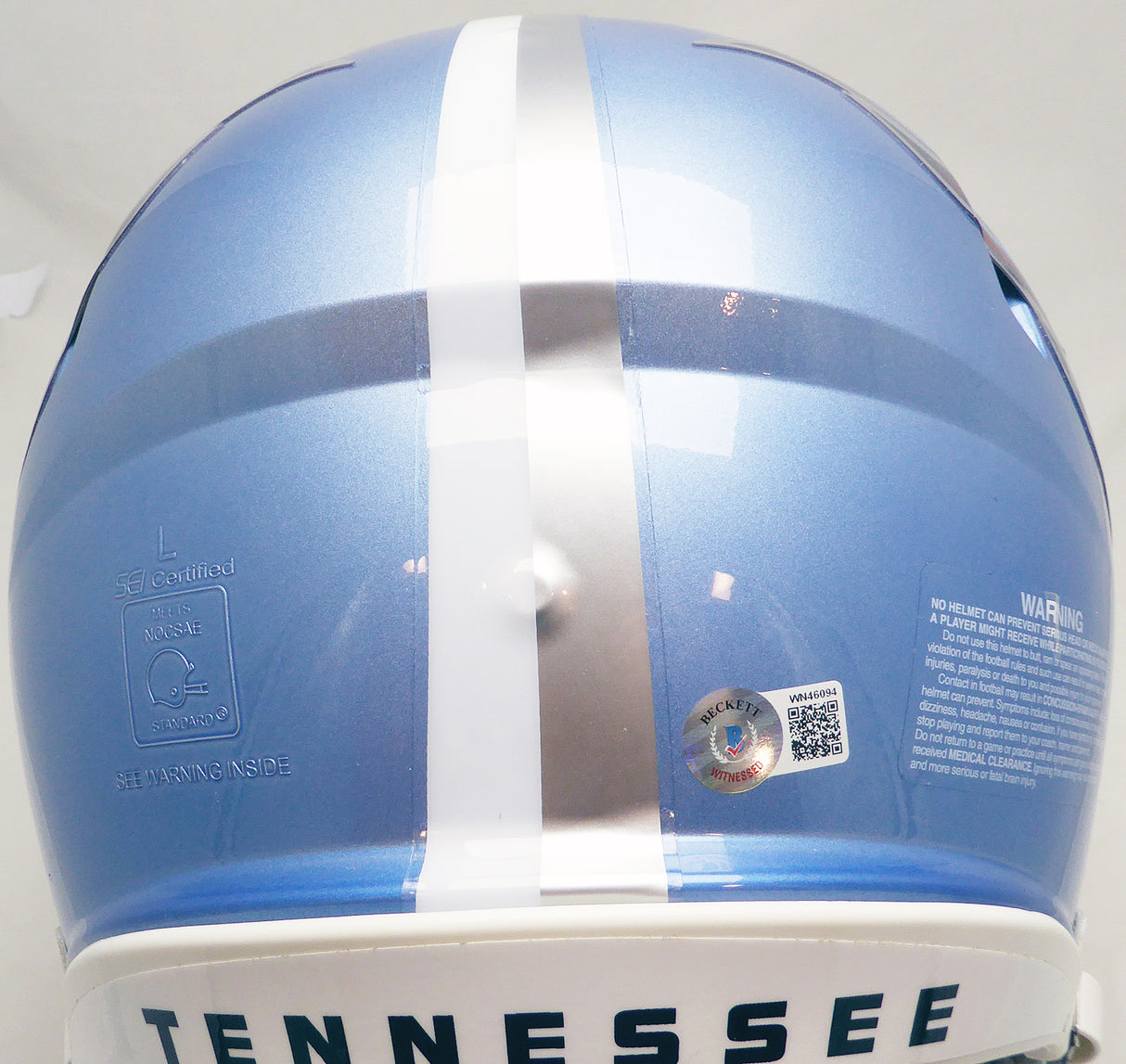 Ryan Tannehill Autographed Tennessee Titans Flash Blue Full Size Authentic Speed Helmet (Smudged) Beckett BAS Witness #WN46094