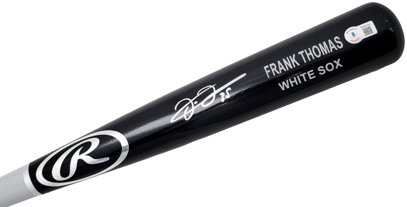 Frank Thomas Autographed Black & Grey Rawlings Game Model Bat Chicago White Sox Beckett BAS Witness Stock #209067