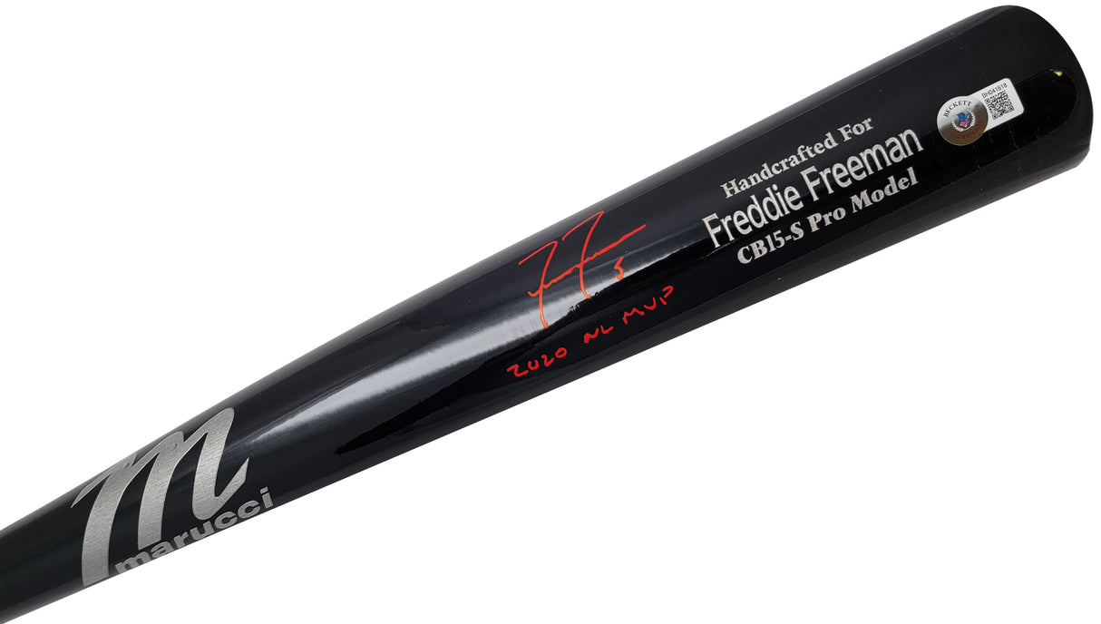 Freddie Freeman Autographed Black Marucci Game Model Bat Atlanta Braves "2020 NL MVP" Beckett BAS QR Stock #209154