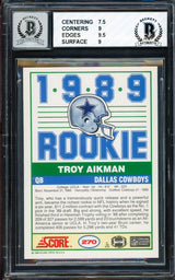 Troy Aikman Autographed 1989 Score Rookie Card #270 Dallas Cowboys BGS 8 Auto Grade Gem Mint 10 Beckett BAS #14727528