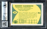 Barry Sanders Autographed 1989 Topps Traded Rookie Card #83T Detroit Lions BGS 8.5 Auto Grade Gem Mint 10 Beckett BAS Stock #209317