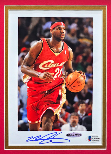 LeBron James Autographed Framed 6x9 Photo Cleveland Cavaliers Auto Grade Gem Mint 10 UDA Holo & Beckett BAS #AA01257