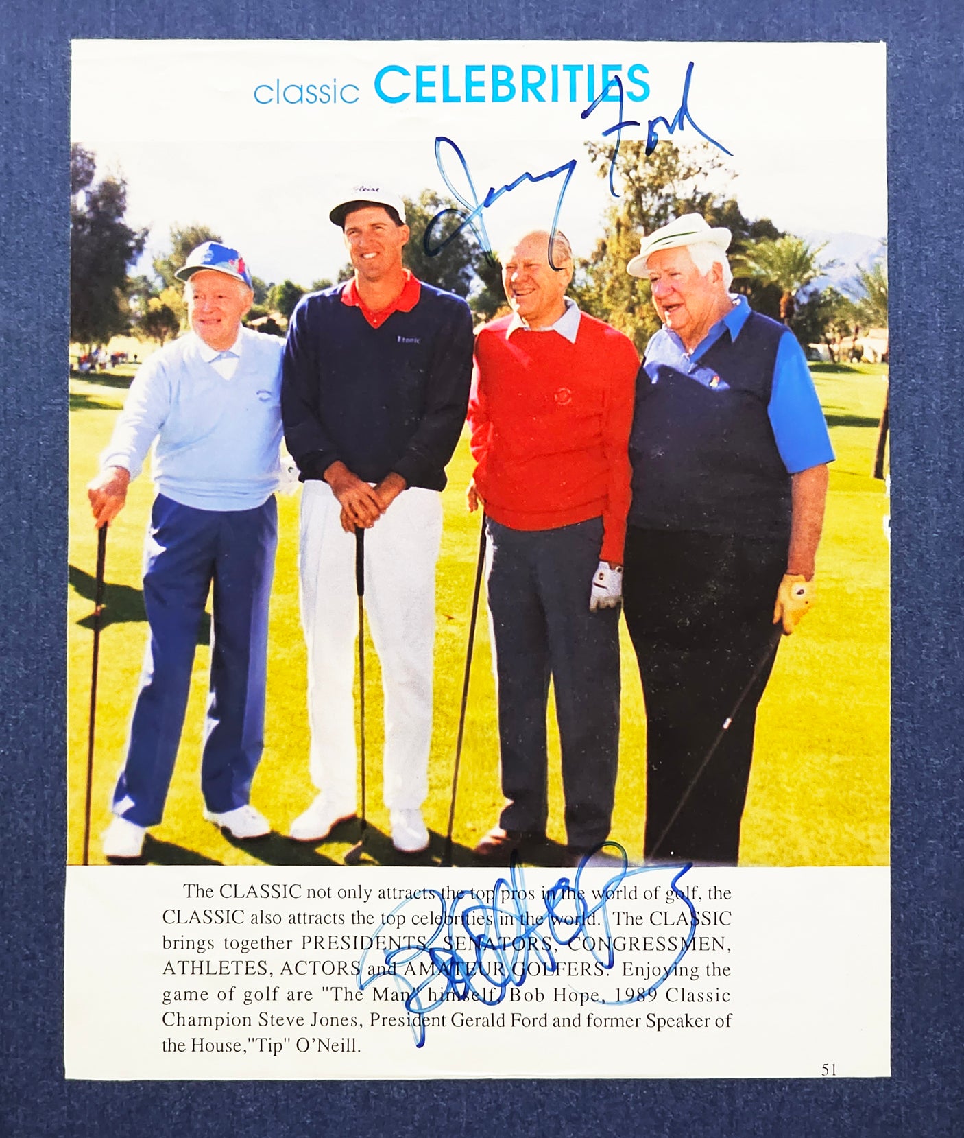 Gerald R. Ford & Bob Hope Autographed Framed 8x10 Magazine Page Photo Classic Celebrities Beckett BAS #AC94216