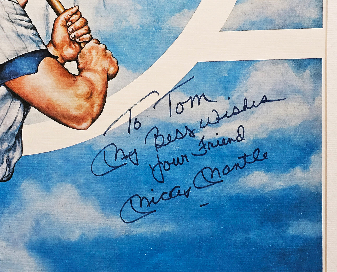 Mickey Mantle Autographed Framed 20x26 Lithograph Photo New York Yankees "To Tom My Best Wishes Your Friend" With Artist Proof #7/750 Beckett BAS #AC94218