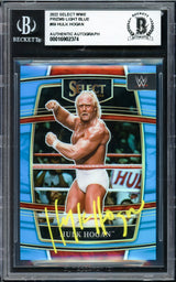 Hulk Hogan Autographed 2022 Select WWE Prizms Light Blue Card #69 #110/299 Beckett BAS #16902374