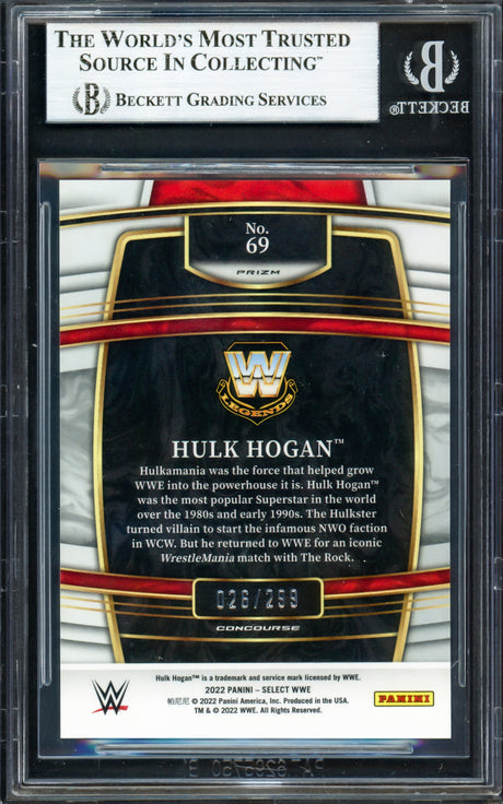 Hulk Hogan Autographed 2022 Select WWE Prizms Light Blue Card #69 #026/299 Beckett BAS #16902373