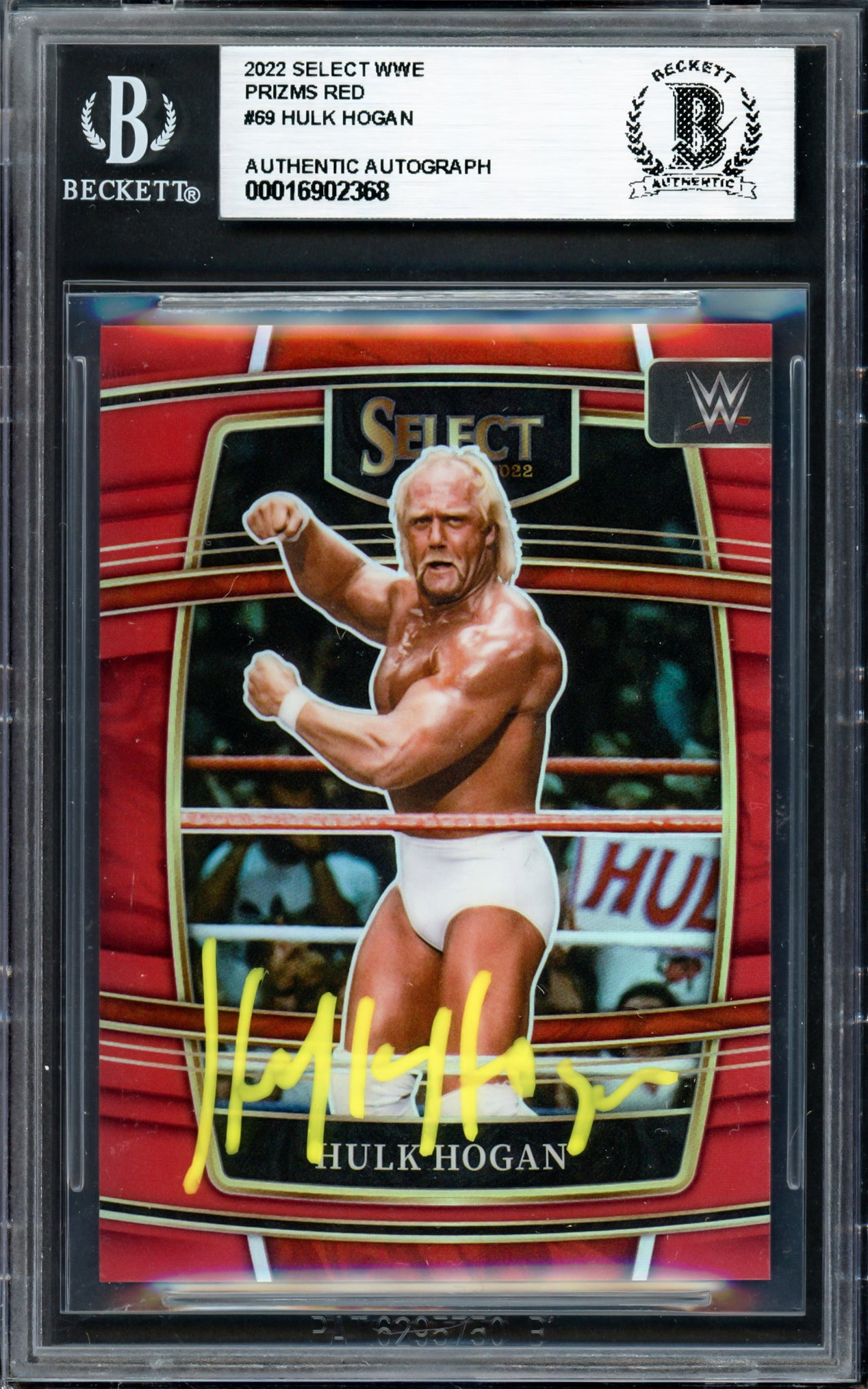 Hulk Hogan Autographed 2022 Select WWE Prizms Red Card #69 #137/249 Beckett BAS #16902368