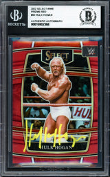 Hulk Hogan Autographed 2022 Select WWE Prizms Red Card #69 #137/249 Beckett BAS #16902368