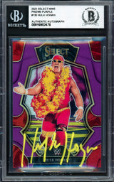 Hulk Hogan Autographed 2023 Select WWE Prizms Purple Card #130 #08/99 Beckett BAS #16902478