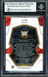 Hulk Hogan Autographed 2023 Select WWE Prizms Purple Card #130 #08/99 Beckett BAS #16902478