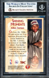 Allen Iverson Autographed 1996-97 Stadium Club Shining Moments Rookie Card #SM15 Philadelphia 76ers Beckett BAS Witness #17005756