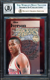 Allen Iverson Autographed 1997-98 Fleer Rookie Rewind Card #5 Philadelphia 76ers Auto Grade Gem Mint 10 Beckett BAS Witness #17003510